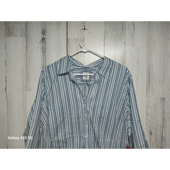 Avenue Signature Blue Striped Button Up Shirt 22/24 NWT - Picture 3 of 9